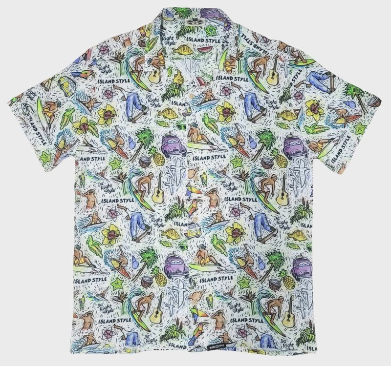 Island Style Summer Holidays Hawaiian Button Thru Aloha Shirt