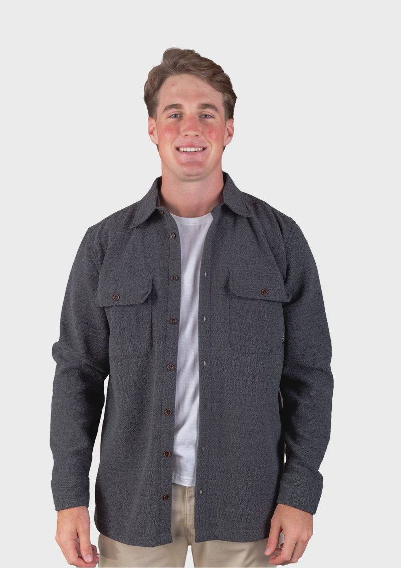 Gunga- Mens L/S Button Up, Colour: Charcoal, Size: S