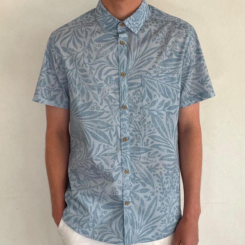 Jungleman Mens Button Up Light Blue