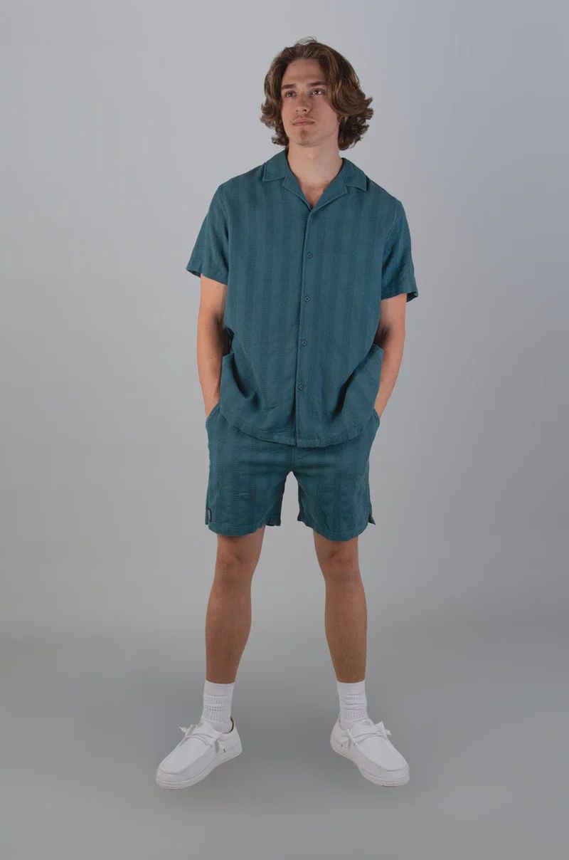 Lizzard Masford - Mens Button Up, Colour: Mediterrane a, Size: S