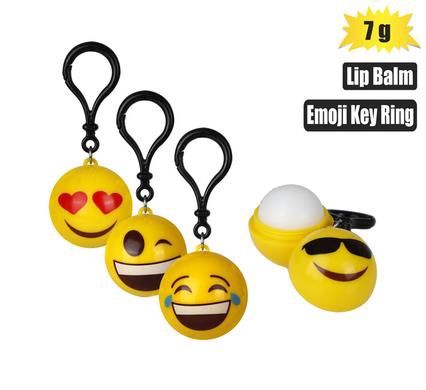 Lip balm emoji key ring