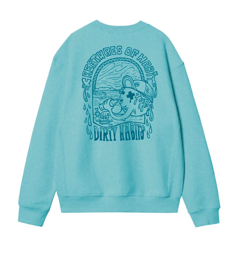 Dirty Habits Creature Fleece Sweater, Colour: EVERGREEN PIGMENT, Size: XS