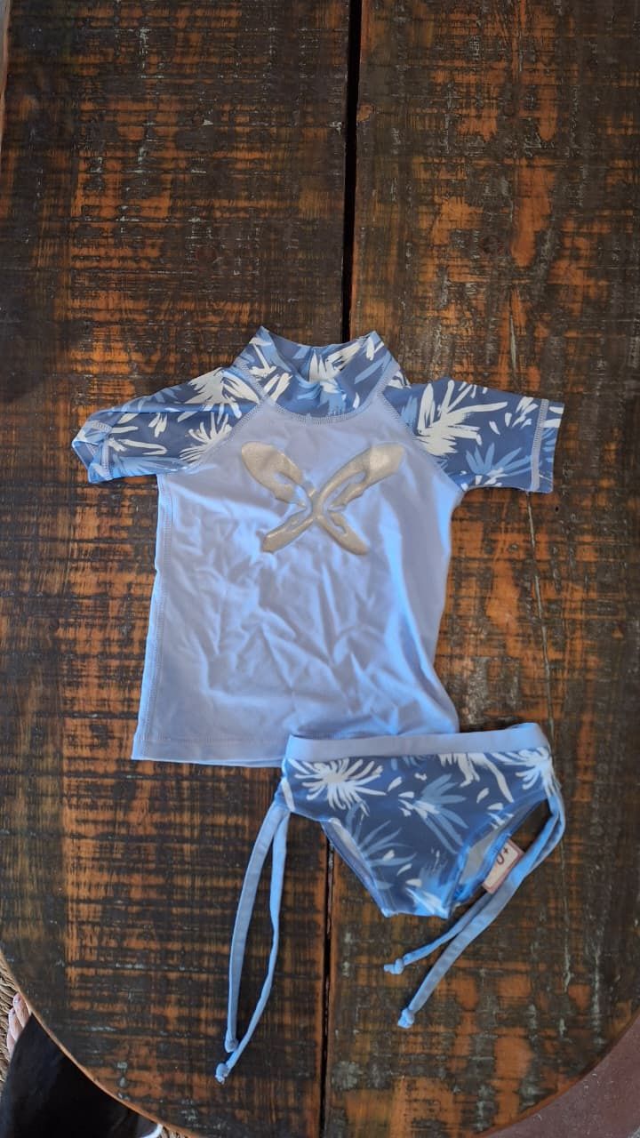 Andrina Tot Girls 2 Piece Rashie Blue Abstract, Size: 1/2