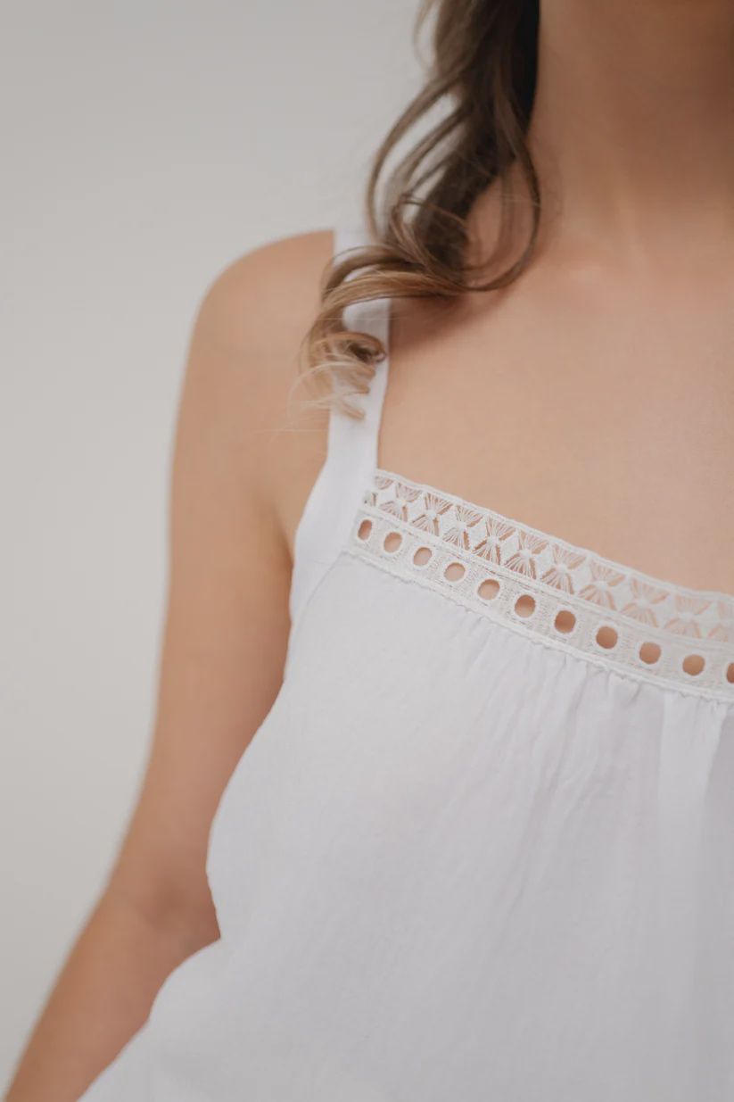 #Sunseed Threads Adelaide Lace Top S24, Colour: Winter White, Size: S