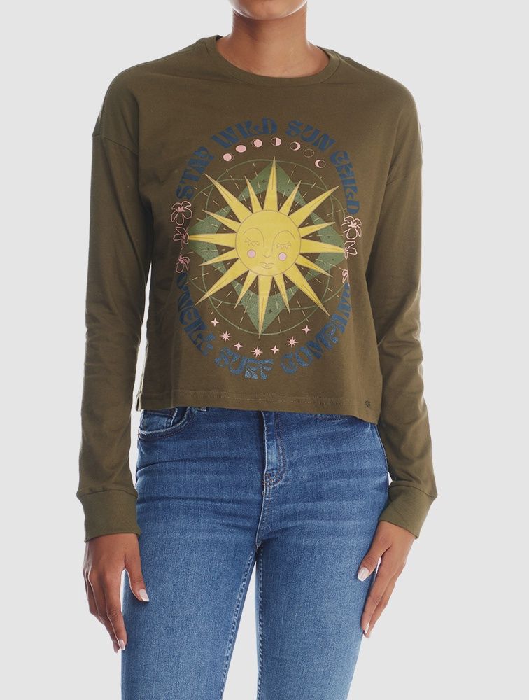 Sunchild Ls Tee Olive, Colour: Olive, Size: L