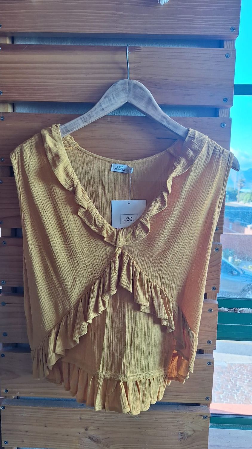 O'Neill Kate Ruffle Top Mustard, Colour: Mustard, Size: L