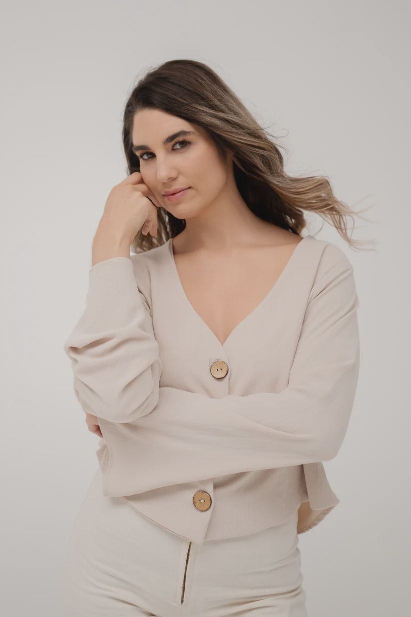 #Indiana Flared Sleeve, Colour: Sand, Size: S