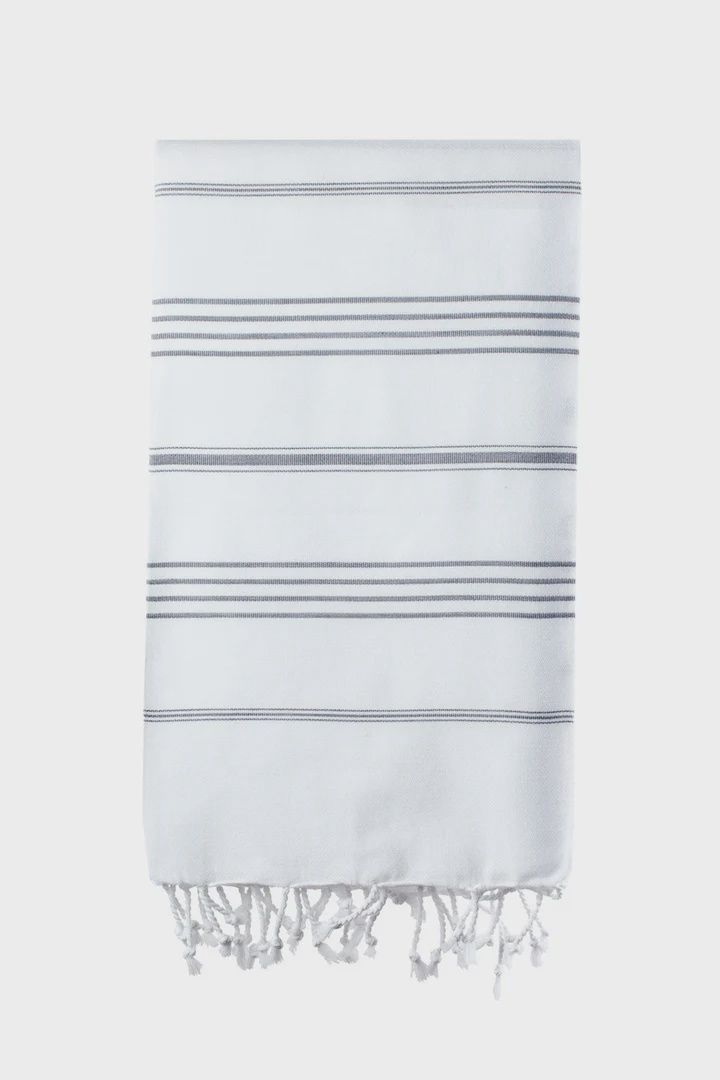 Cotton Company Towel Elim, Colour: White &amp; Shiny Stripe  100x180