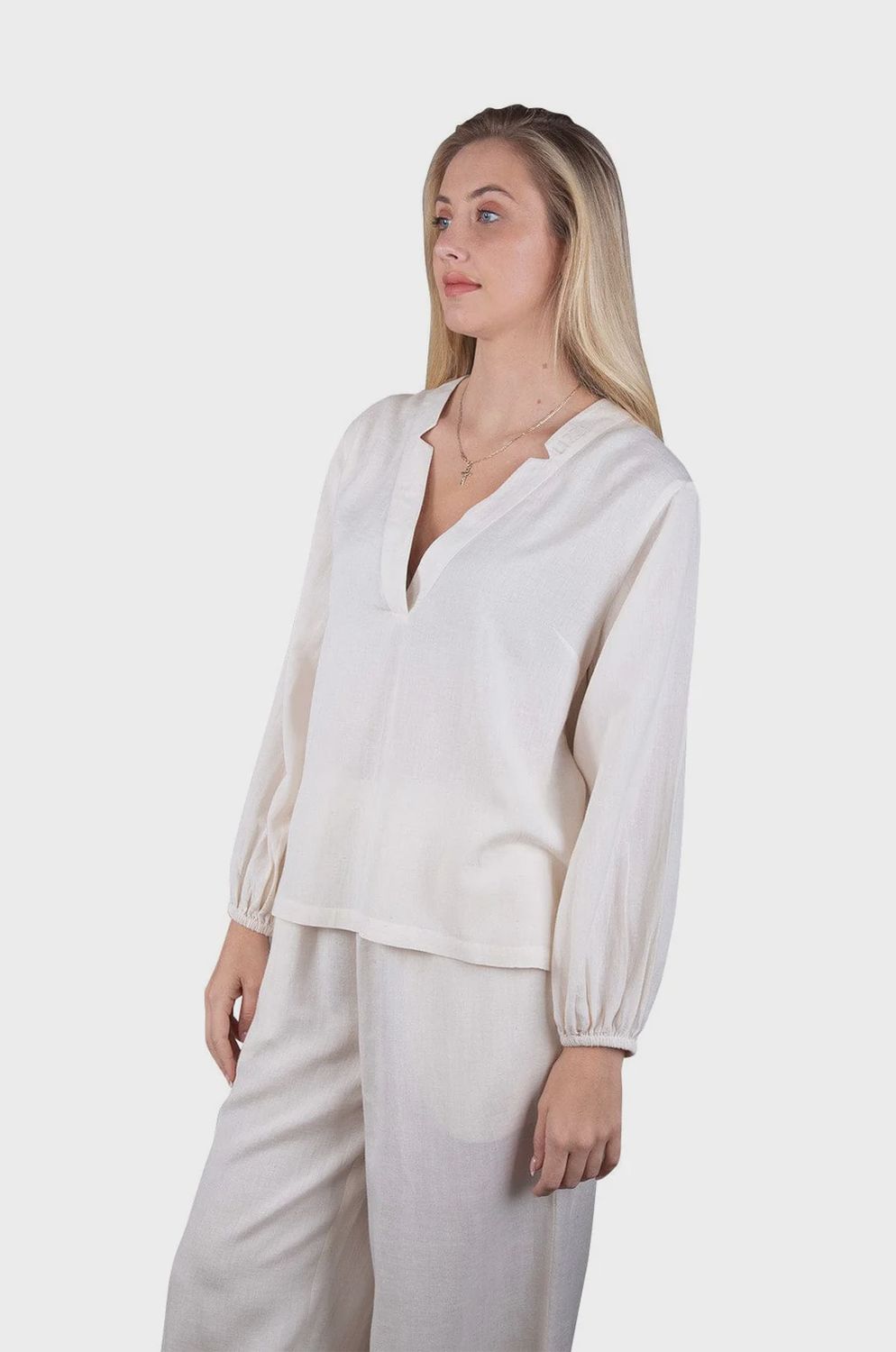 Takumi - Ladies L/S Blouse, Colour: Oat Milk, Size: S