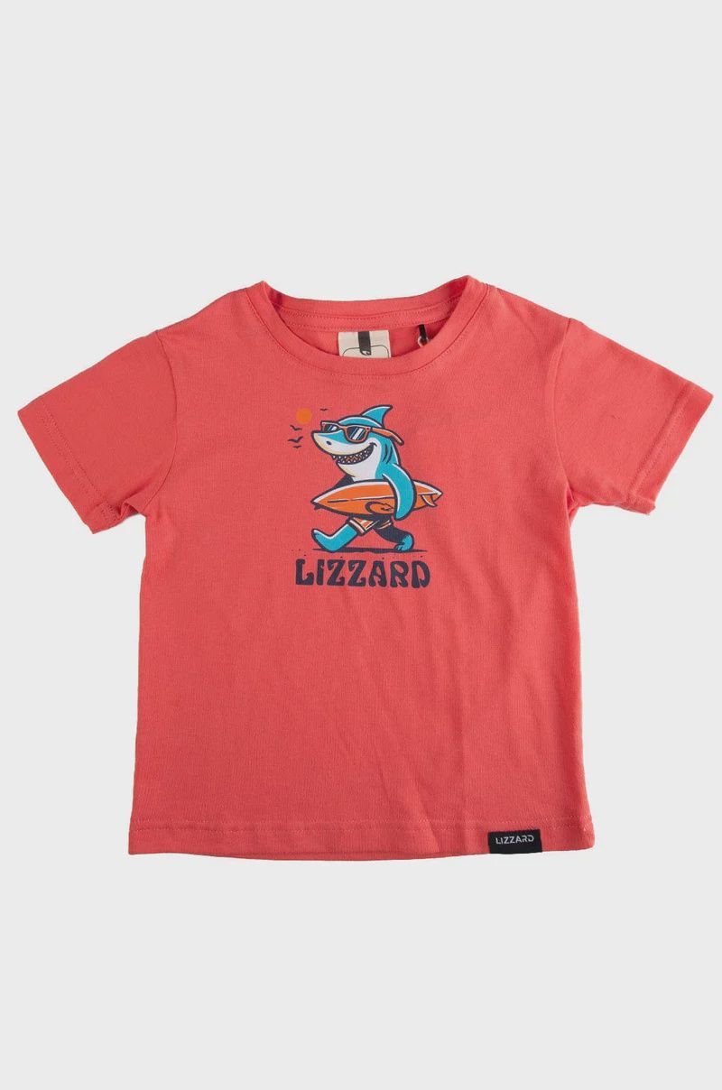 Lizzard Rassie - Tot Boys Tee, Colour: Coral, Size: 1/2