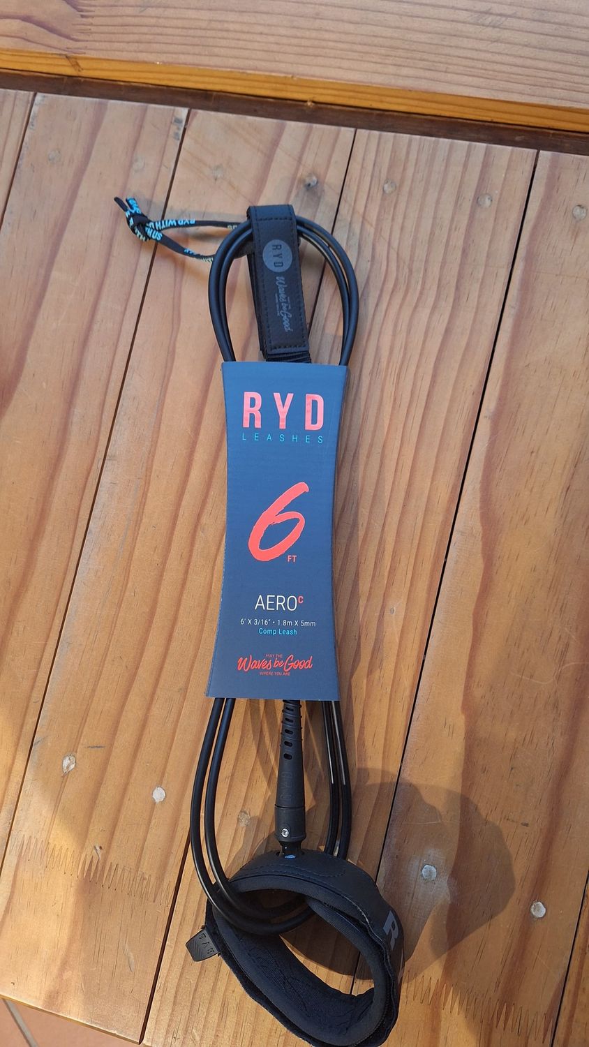 RYD Aero Standard leash 6'0 6mm, Colour: Black/Grey