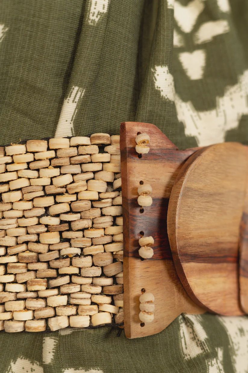 #Sunseed Thread Beaded Belts, Colour: Beige, Style: Wide