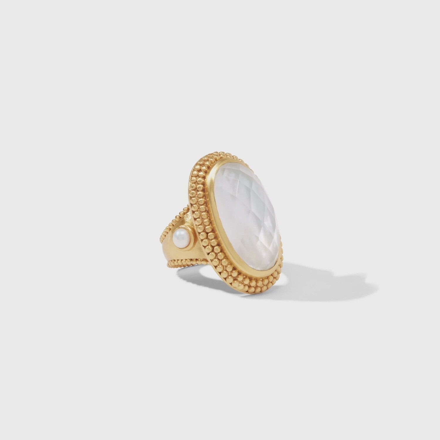 Julie Vos Flora Stone Statement Ring Iridescent Clear Crystal, Size: 8