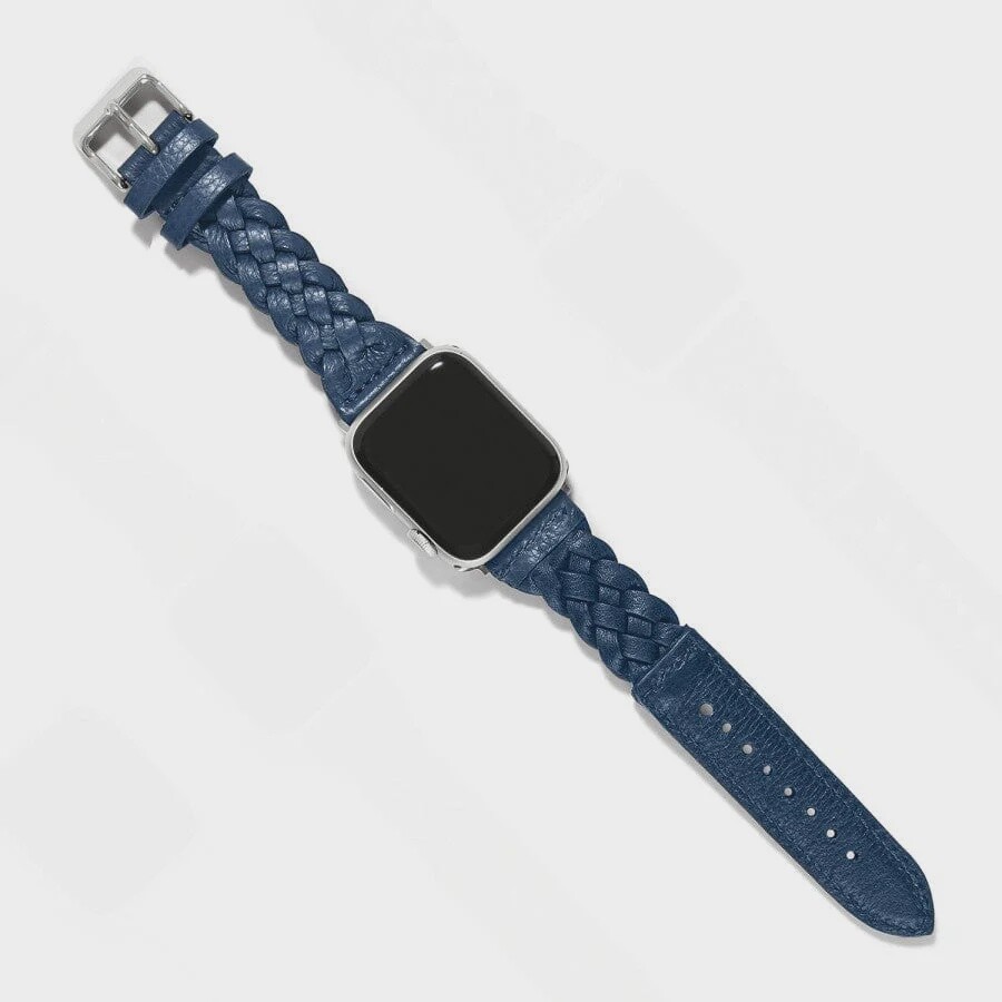 Brighton Sutton Braided Leather Watch Band, Colour: French Blue