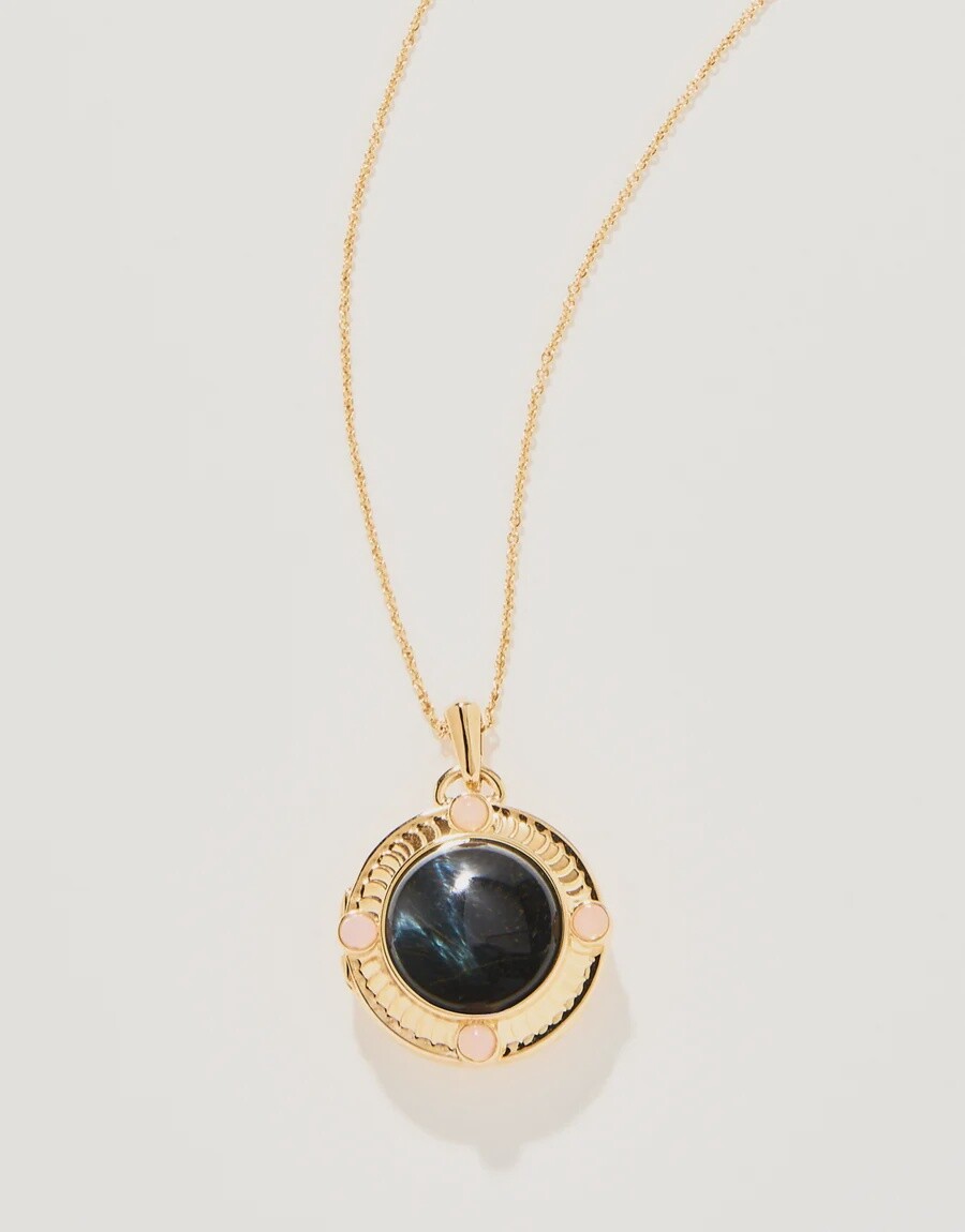 Spartina Naia Round Locket Necklace 30" Black