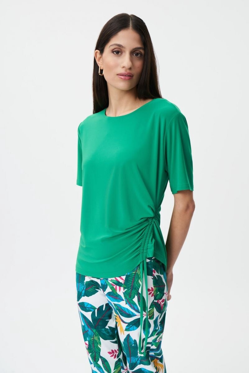 Joseph Ribkoff Foilage Knit Boxy Top With Front String, Size: 10