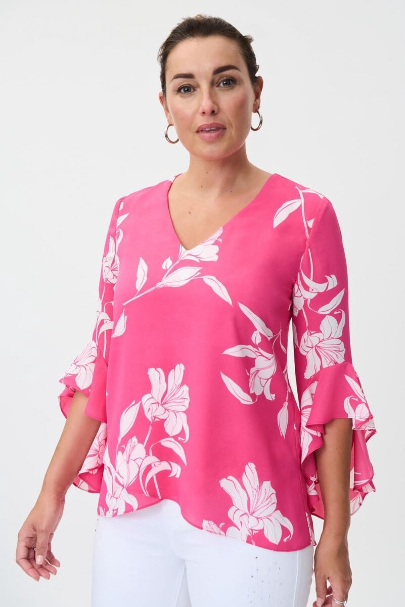 Joseph Ribkoff Pink/ Vanilla Top, Size: 8