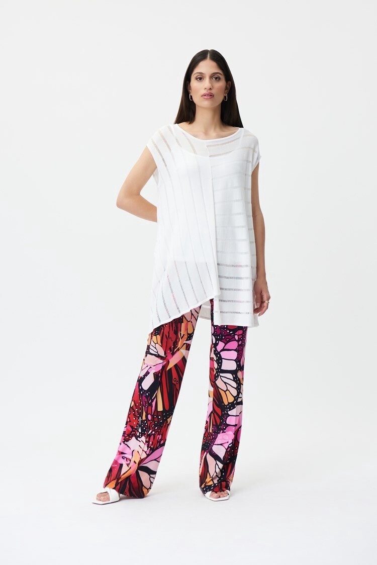 Joseph Ribkoff Butterfly Print Wide Leg Pant Midnight Blue/ Multi Color