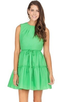 Jade Sleeveless Green Dress with Braided Belt