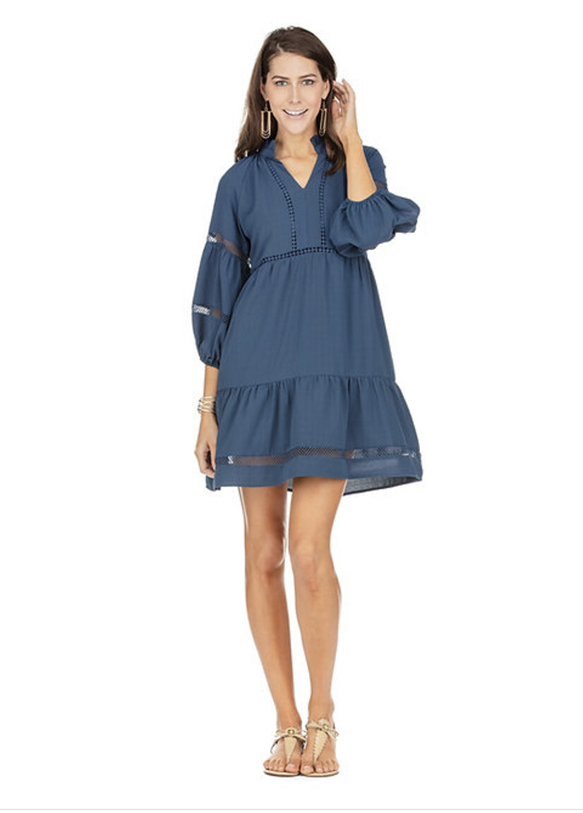 Jade Navy Lace Trim Dress