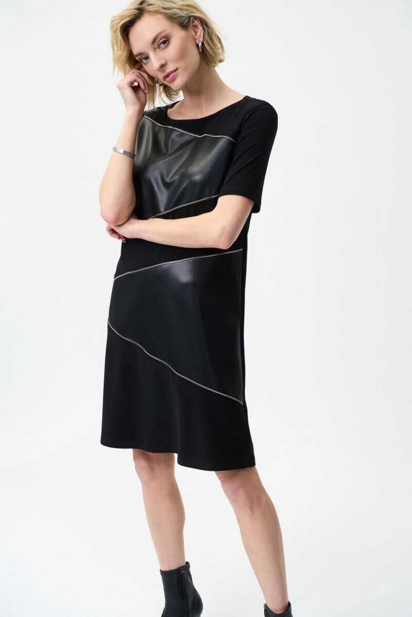 Joseph Ribkoff Black Leatherette Dress