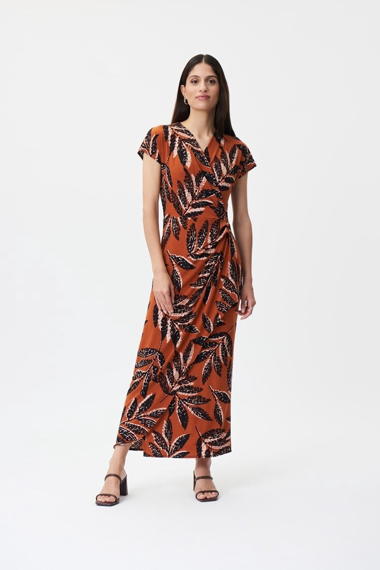 Joseph Ribkoff Tropical Print Straight Wrap Dress