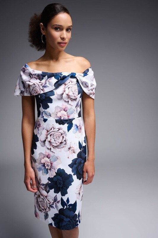 Joseph Ribkoff Floral Print Scuba Crepe Sheath Dress