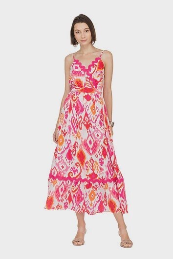 JOY JOY Red Ikat Maxi Dress