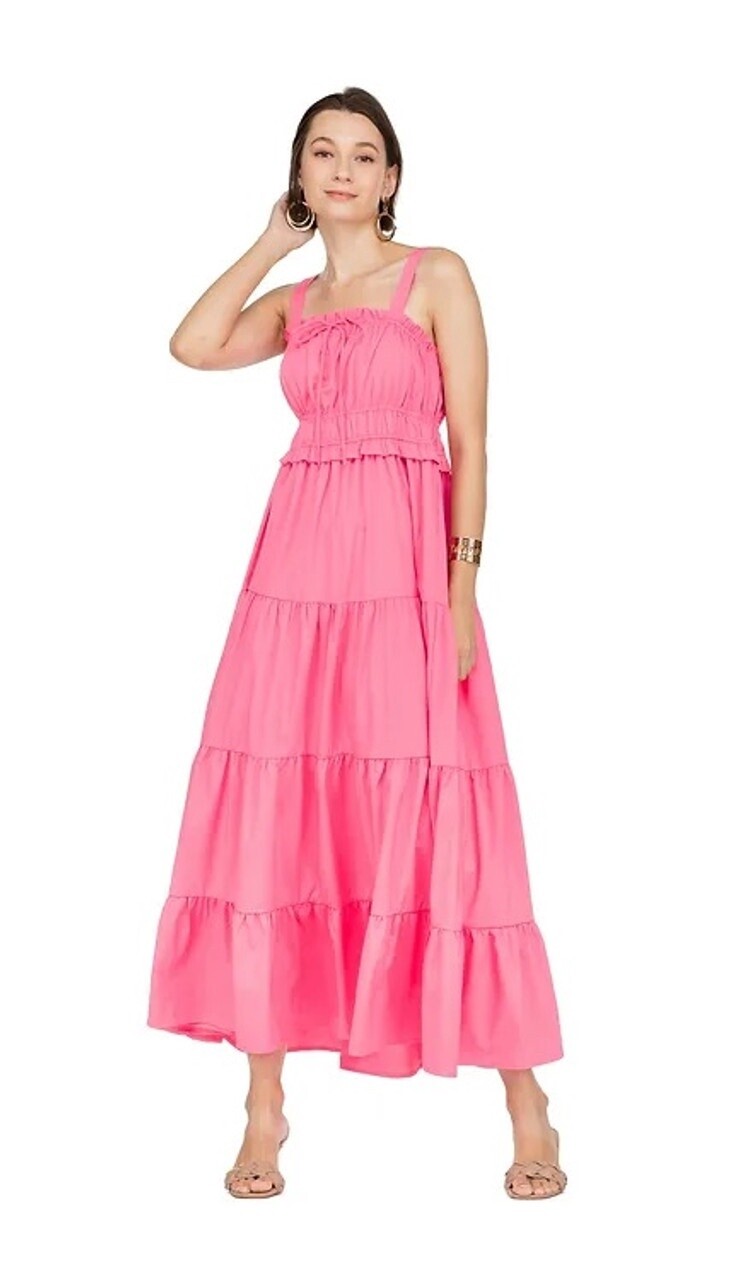 JOY JOY Pink Tiered Maxi Dress