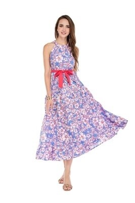 Jade Blue Floral Maxi Dress