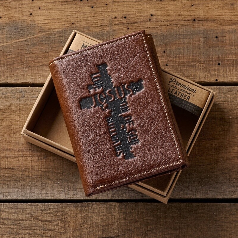 Men&#39;s Genuine Leather Wallets - Names of Jesus