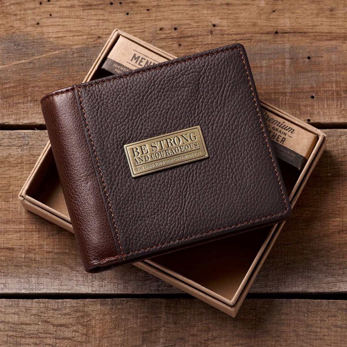 Men's Genuine Leather Wallet - Strong and Courageous