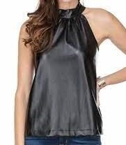 Jade Black Leather Halter Top