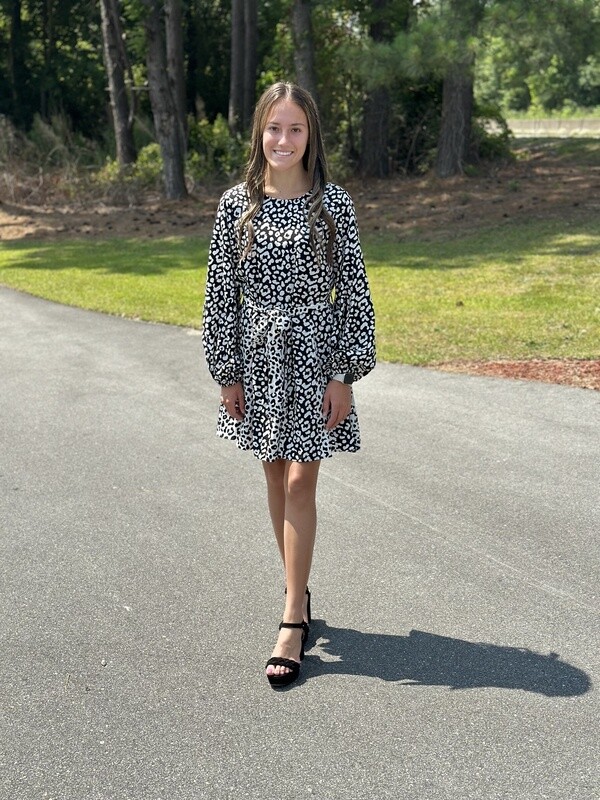 Jade Black and White Leopard Print Dress