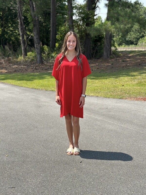 Jade Red Flowy Dress