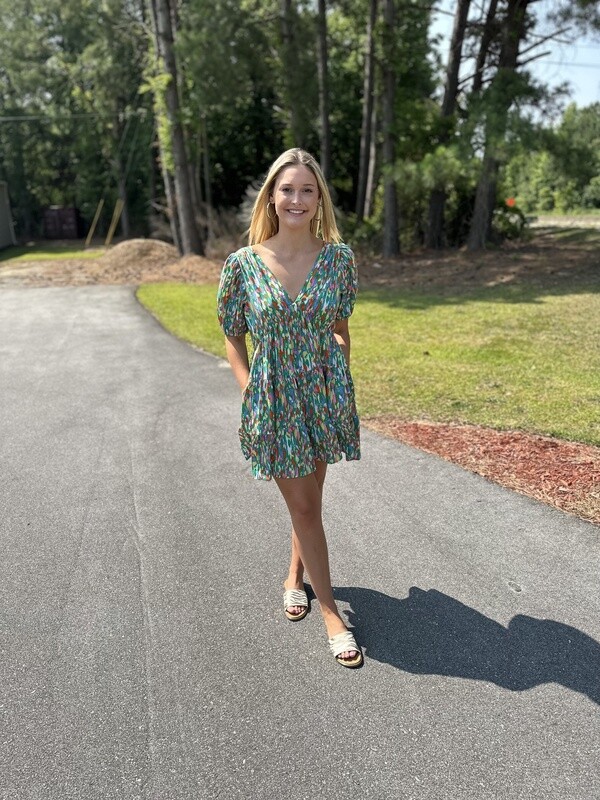 JOY JOY Open Back Paint Splatter Dress
