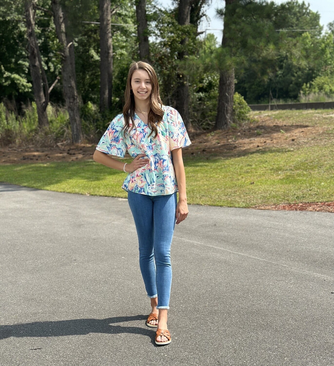 Jade Breeze Floral Top