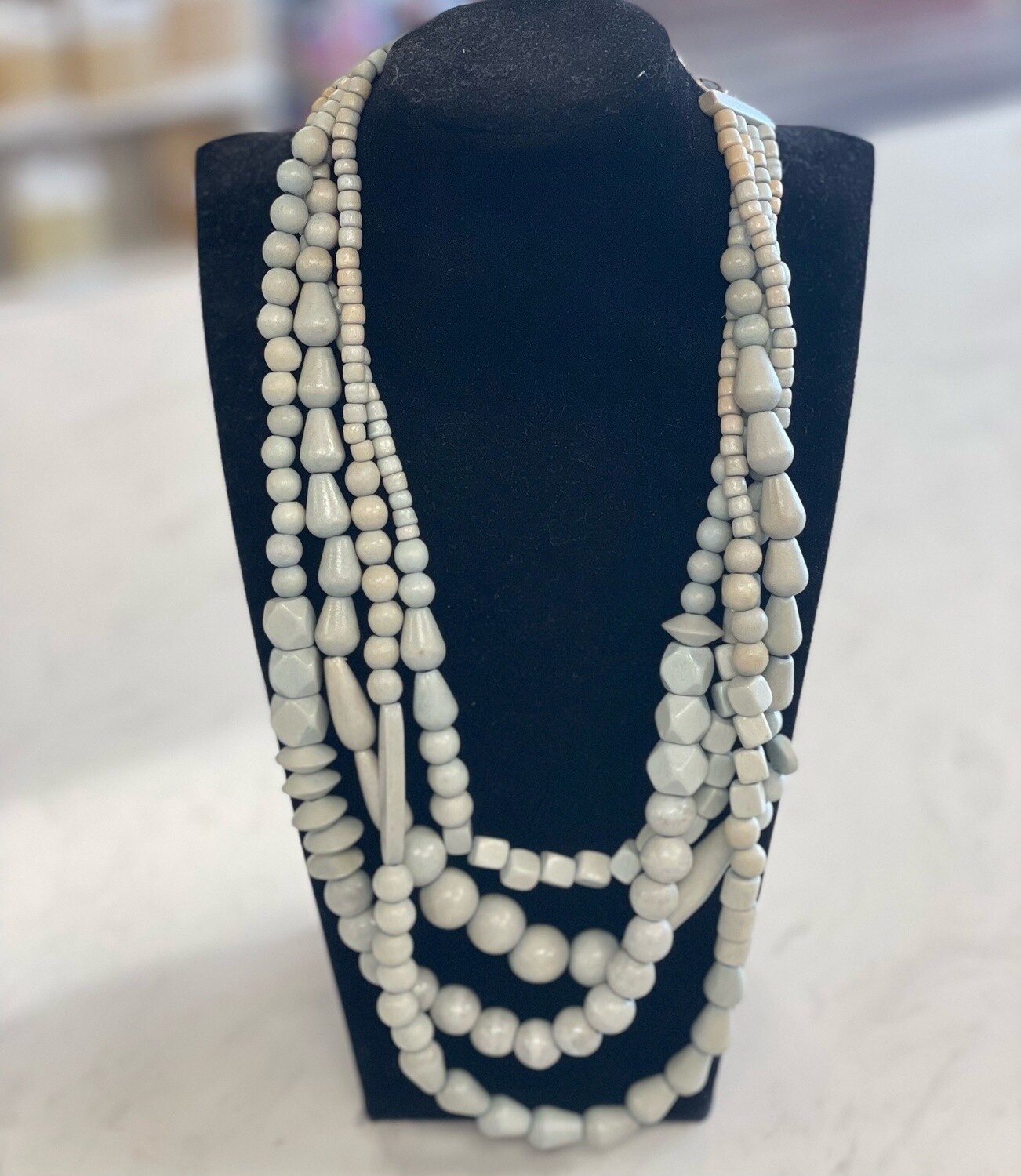 Charlie Paige Beaded Wood Necklace