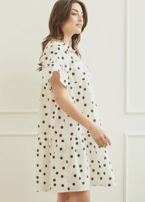 Charlie Paige Dottie Cotton White Ruffle Dress