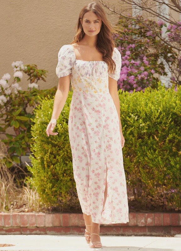 Charlie Paige Giardino Cotton Boho Ruched Dress