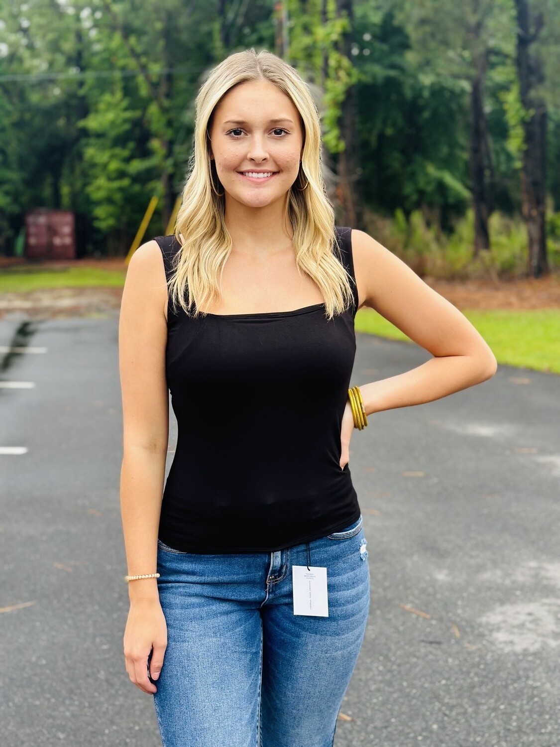 Basic Tank w/ Built in &quot;Bra&quot;, Colour: Black, Size: XS
