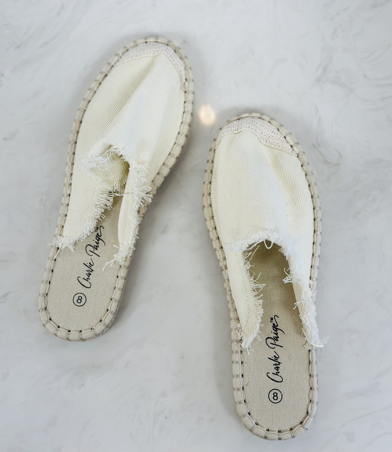 Charlie Paige Slip On Close Toed Sandal, Colour: Cream, Size: 6