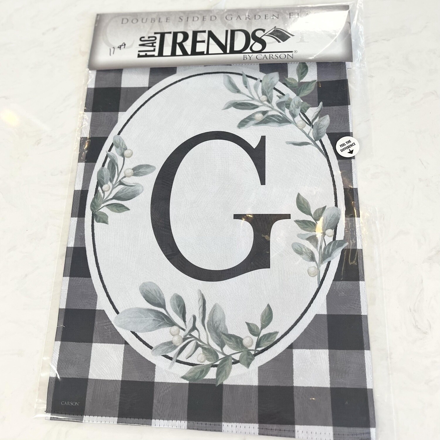 Initial Double Sided Garden Flags, Colour: Plaid &quot;G&quot;