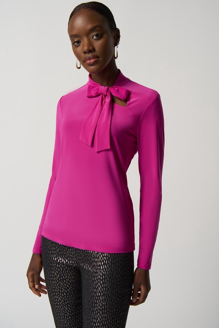 Joseph Ribkoff Opulence Long-Sleeve Bow Neck Top