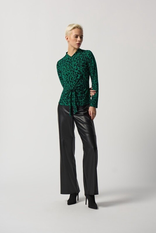 Joseph Ribkoff Animal Print Mock Collar Top