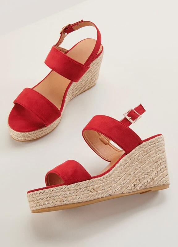 Charlie Paige Summer Strap Espadrilles, Size: 6, Colour: Red