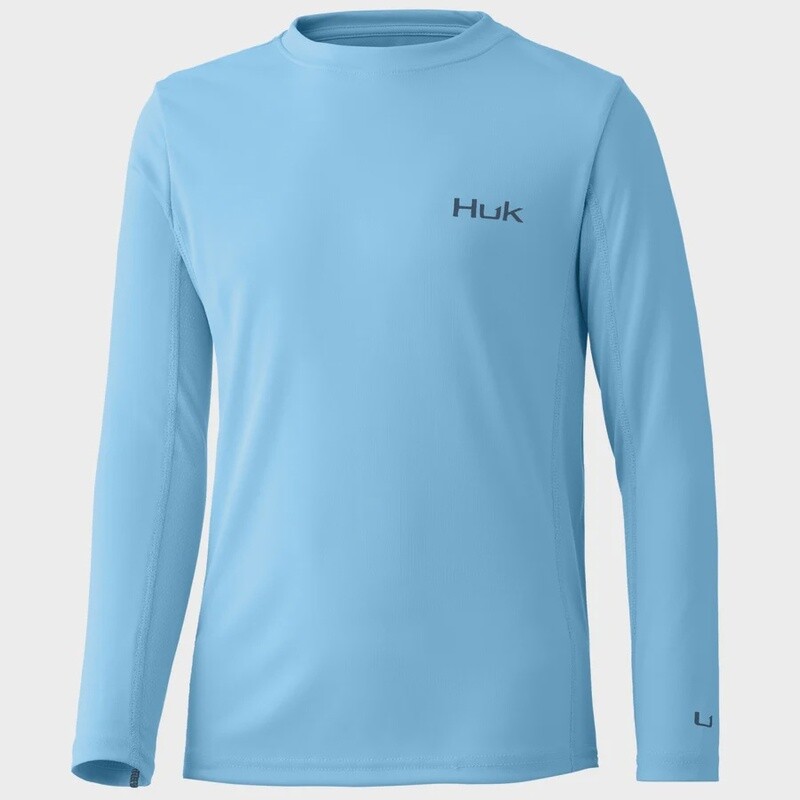 Huk Youth Icon X Solid Long Sleeve, Size: Youth Small, Colour: Baltic Sea