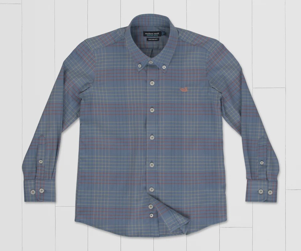 Southern Marsh Youth Winfield Grid Performance Dress Shirt