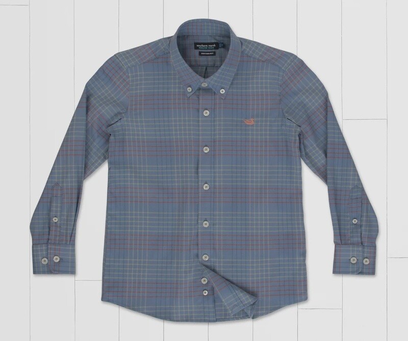 Southern Marsh Youth Winfield Grid Performance Dress Shirt
