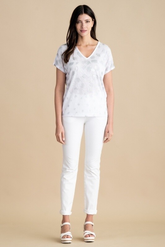 Marble Fashions Silver Foil Animal Print Top